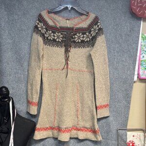 Free People bohemian Free People sweater tunic dress Nordic Pattern size medium